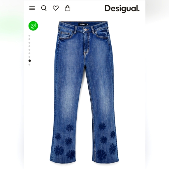 Desigual NWT Flared Floral Cala Cropped Jeans Boho 4 - Picture 2 of 9